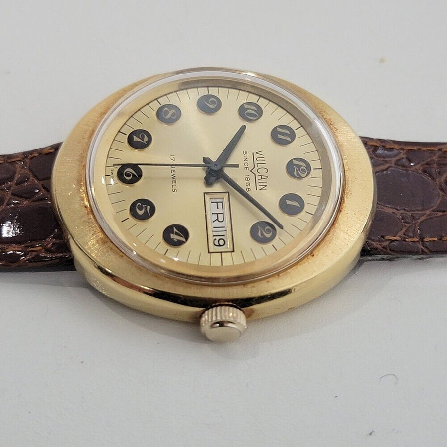 Mens Vulcain Ref 45325 Day Date 38mm Manual Wind Dress Watch 1970s Vintage JM24