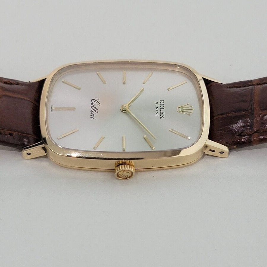 Mens Rolex Cellini Ref 4113 27mm 18k Solid Gold 1970s Vintage Luxury RA386