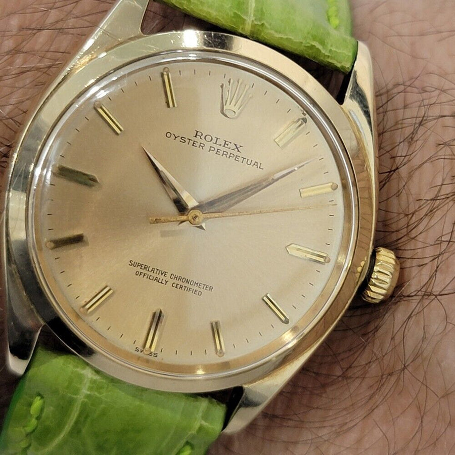 Mens Rolex Oyster Perpetual Ref 1002 34mm 14k Solid Gold Automatic 1960s NA111