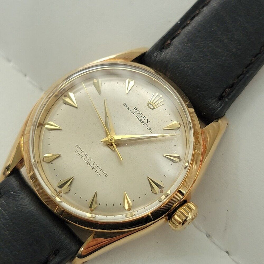 Mens Rolex Oyster Perpetual Ref 6585 14k Gold 34mm Automatic 1960s Swiss RJC162B