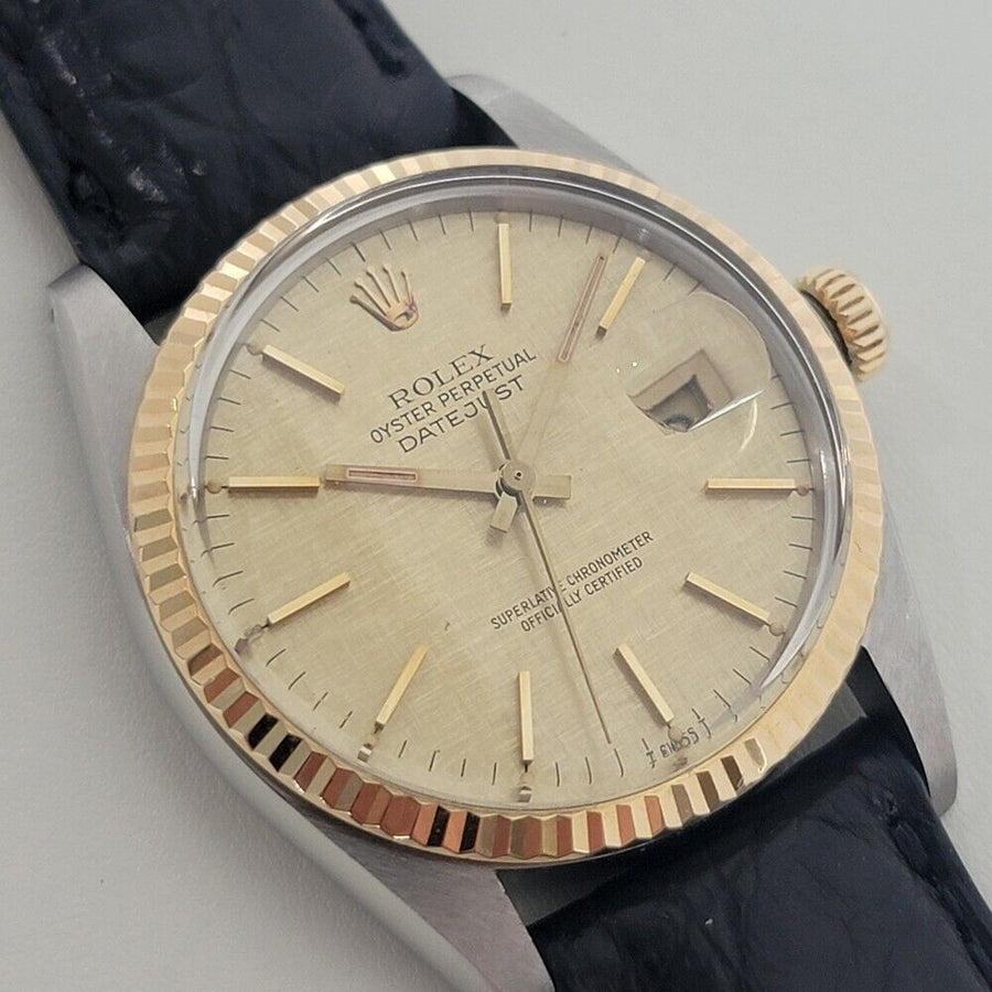 Mens Rolex Oyster Datejust Ref 16013 36mm 18k SS Automatic 1980s Swiss RA395B