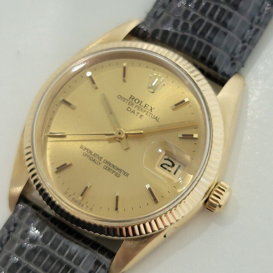 Mens Rolex Oyster Perpetual Date 1503 18k Solid Gold 34mm Automatic 1960s RA387