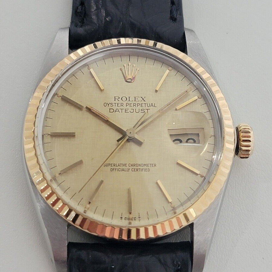 Mens Rolex Oyster Datejust Ref 16013 36mm 18k SS Automatic 1980s Swiss RA395B