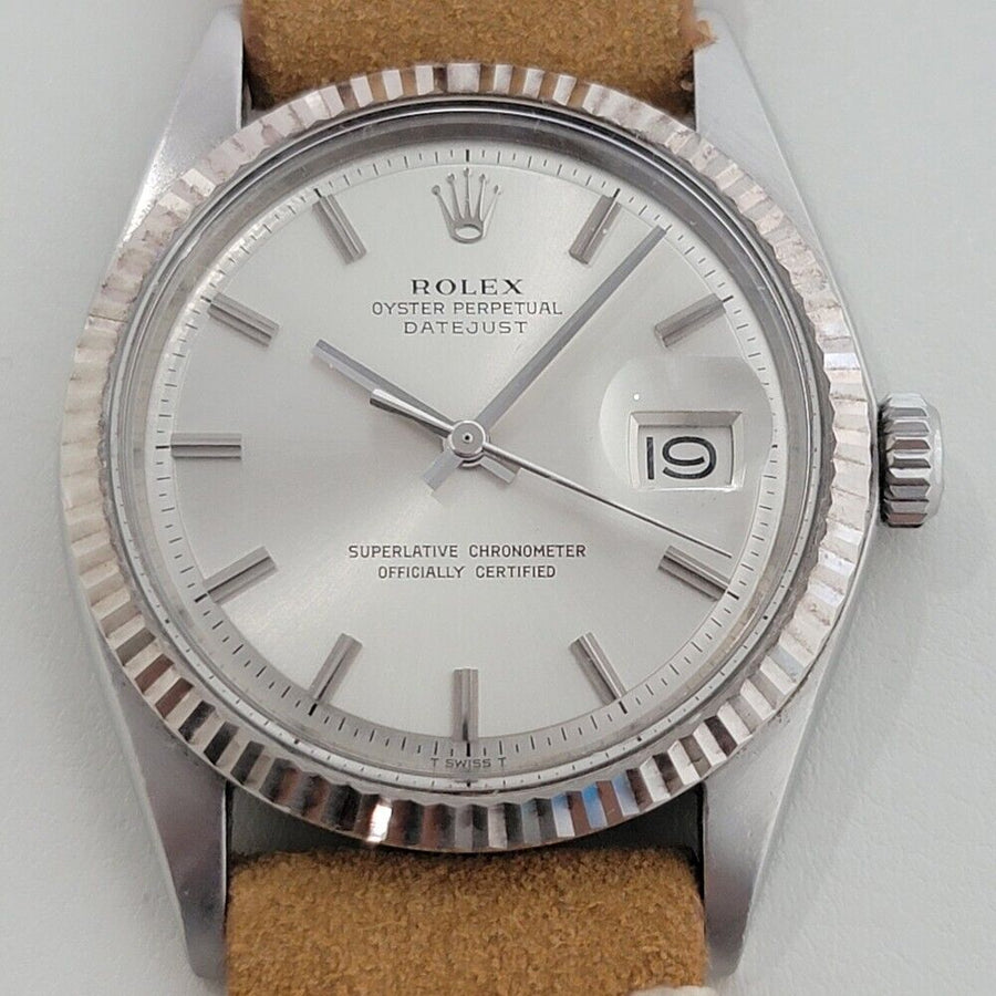 Mens Rolex Oyster Datejust 1601 36mm 18k Gold SS Automatic 1970s Swiss RA338T