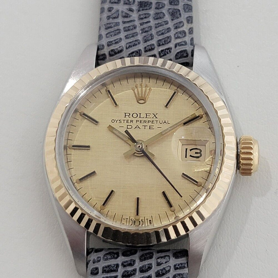 Rolex Lady Oyster Date 6917 18k Gold SS Automatic 1980s Swiss Luxury RA400