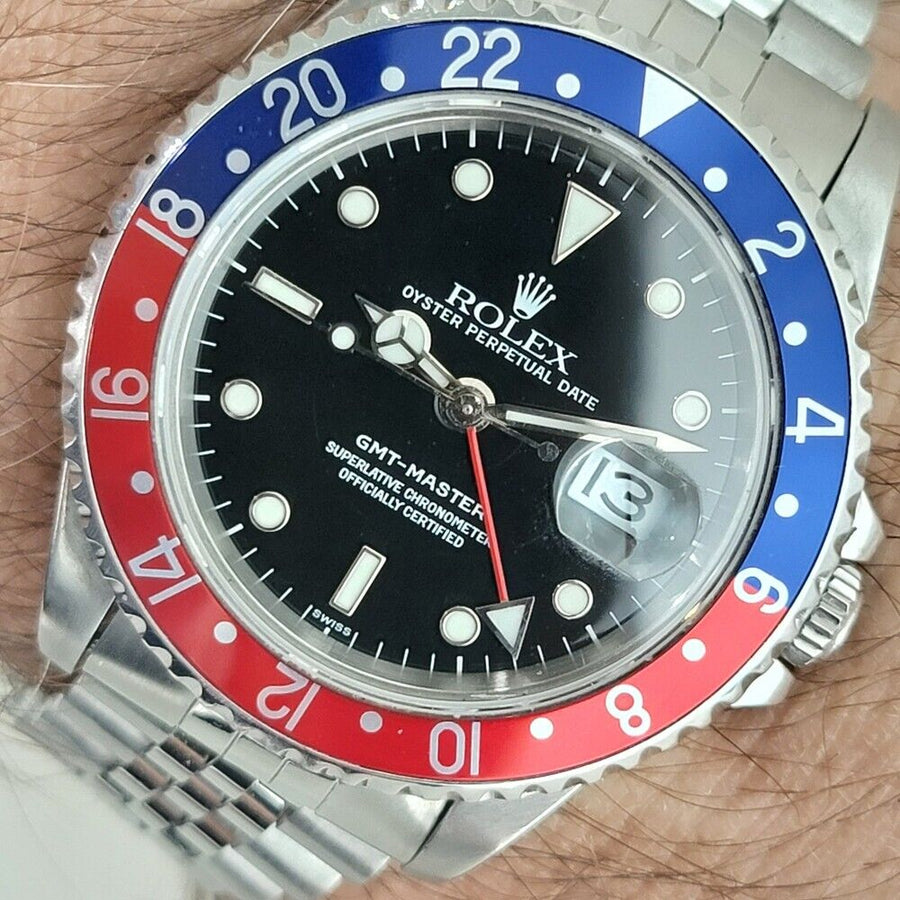 Mens Rolex Oyster Date GMT Ref 16700 40mm Pepsi Bezel Automatic 1990s NA109