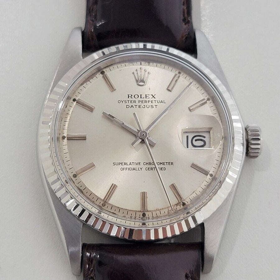 Mens Rolex Oyster Datejust 1601 36mm 18k Gold SS Automatic 1970s Vintage RA389B