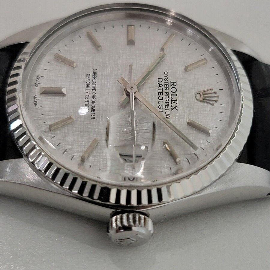 Mens Rolex Datejust Ref 16014 36mm 18k White Gold SS Automatic 1980s RA392B