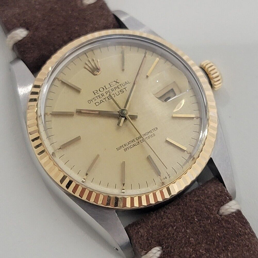 Mens Rolex Oyster Datejust Ref 16013 36mm 18k SS Automatic 1980s Swiss RA395