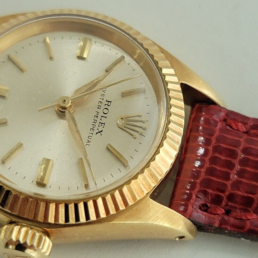 Rolex Lady Oyster Perpetual 6619 18k Gold Dress Watch 1960s Swiss Luxury RA418R