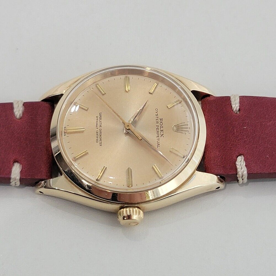 Mens Rolex Oyster Perpetual Ref 1002 34mm 14k Solid Gold Automatic 1960s NA111R