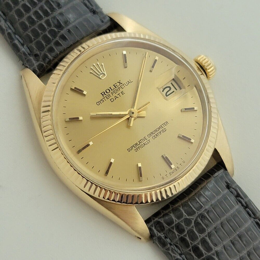 Mens Rolex Oyster Perpetual Date 1503 18k Solid Gold 34mm Automatic 1960s RA387