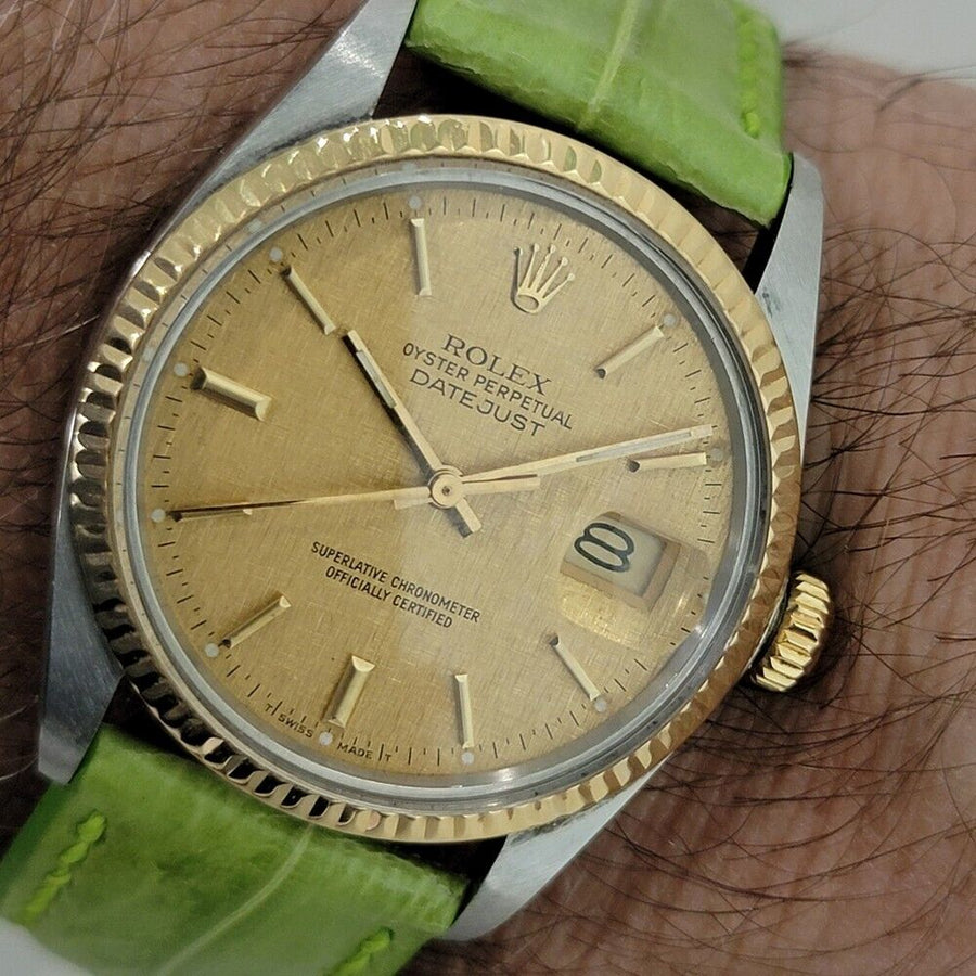 Mens Rolex Oyster Datejust Ref 16013 36mm 18k SS Automatic 1980s Vintage NA106G