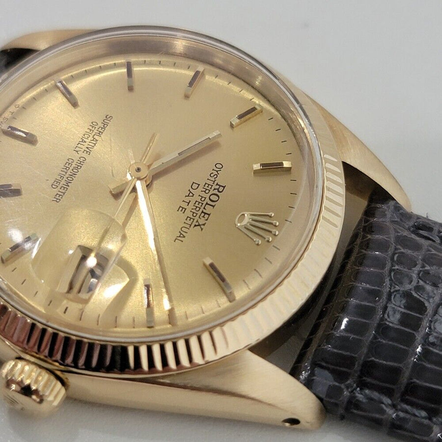 Mens Rolex Oyster Perpetual Date 1503 18k Solid Gold 34mm Automatic 1960s RA387