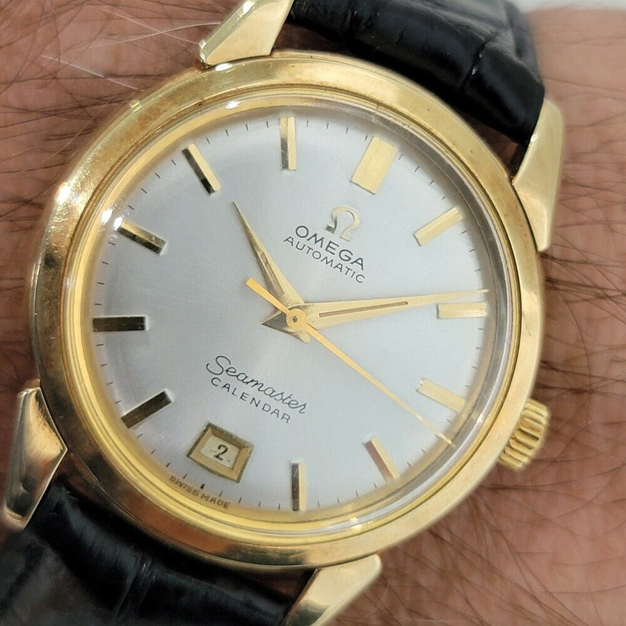 Mens Omega Seamaster Calendar 2627SC 35mm 14k Gold Bumper Automatic 1950s RA402