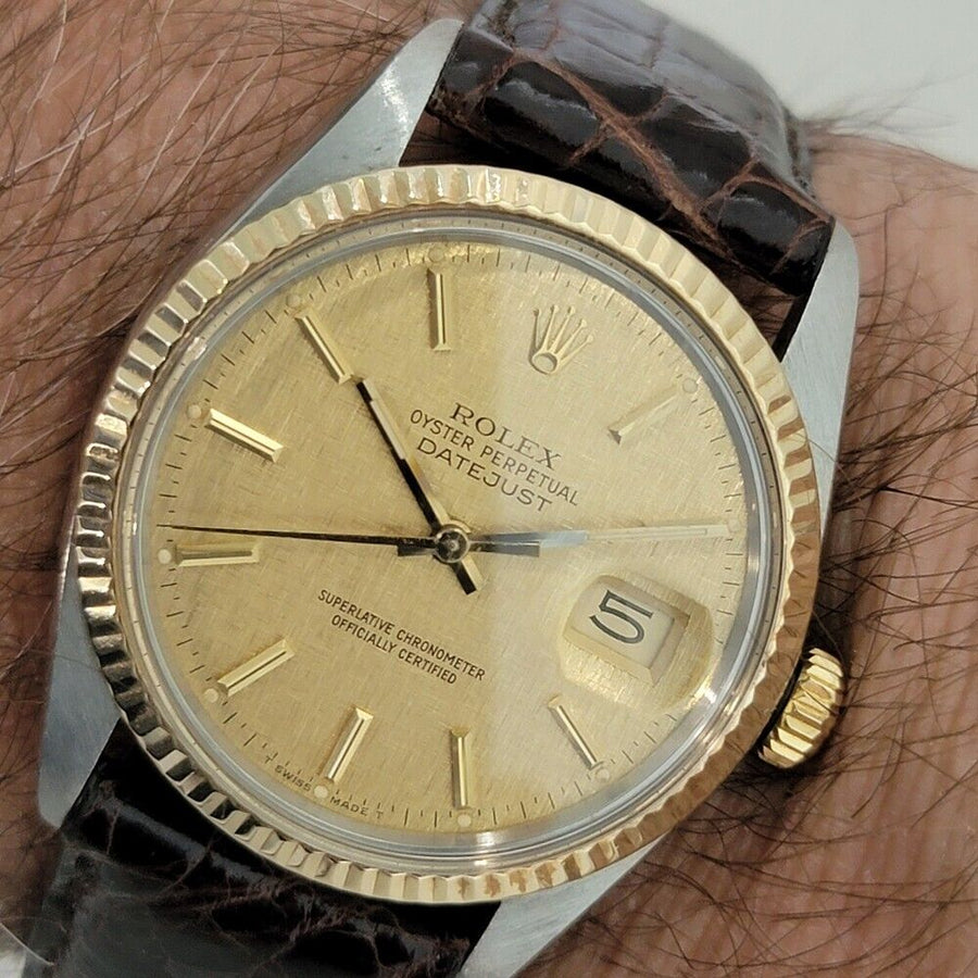 Mens Rolex Oyster Datejust Ref 16013 18k SS 36mm Automatic 1980s Vintage NA105B