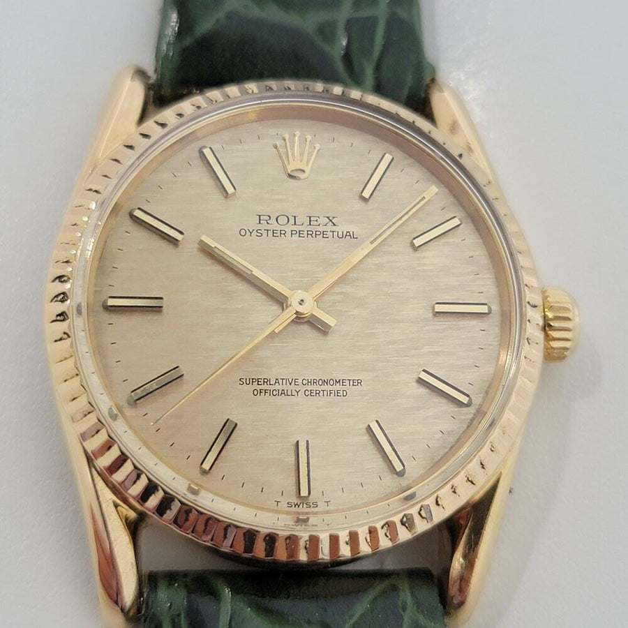 Mens Rolex Oyster Perpetual 1011 33mm 18k Gold Automatic Vintage 1970s RJC154G