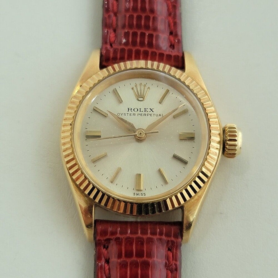 Rolex Lady Oyster Perpetual 6619 18k Gold Dress Watch 1960s Swiss Luxury RA418R