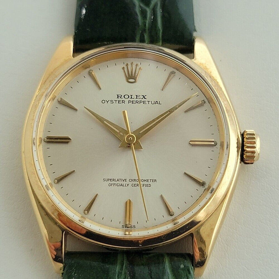 Mens Rolex Oyster Perpetual Ref 1002 34mm 18k Solid Gold Automatic 1960s NA110G