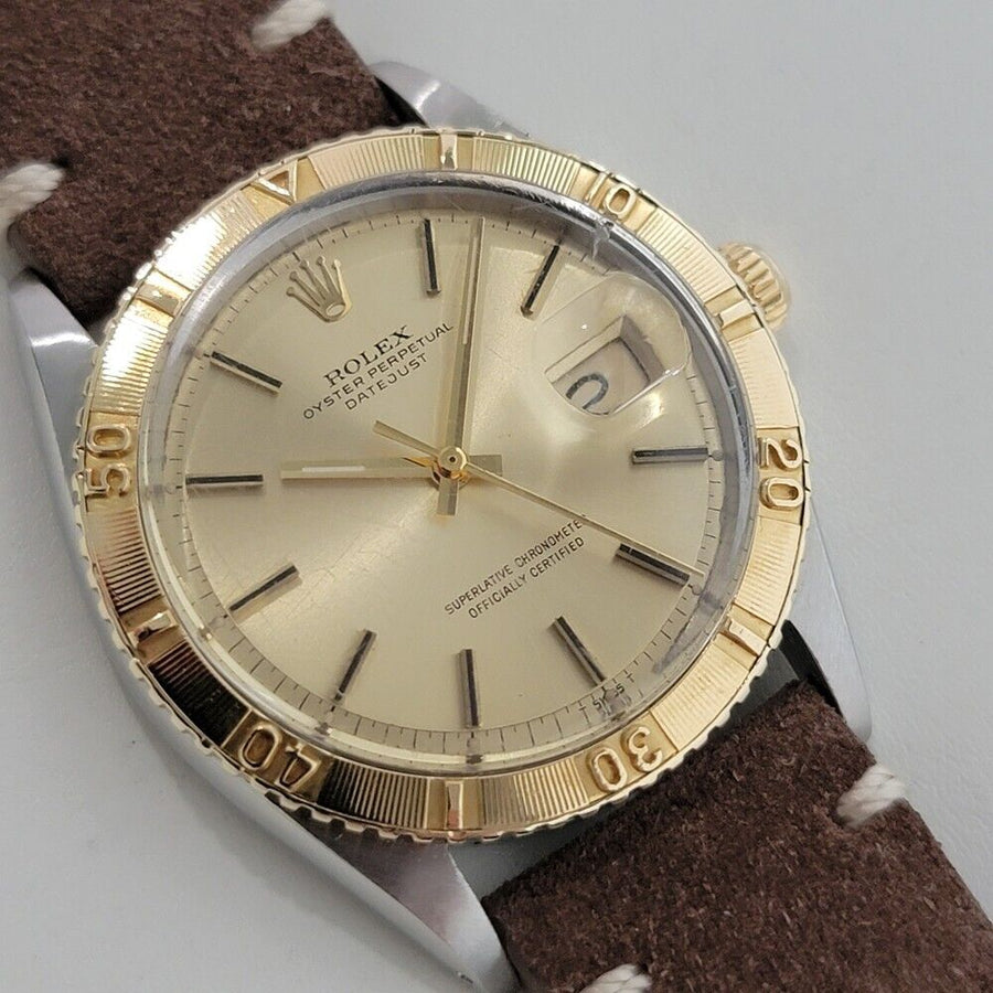 Mens Rolex Datejust Ref 1625 Thunderbird 36mm 18k Gold SS Automatic 1970s NA102B