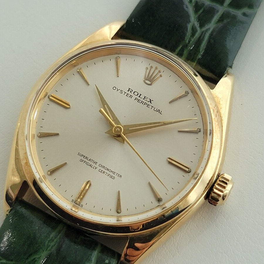 Mens Rolex Oyster Perpetual Ref 1002 34mm 18k Solid Gold Automatic 1960s NA110G