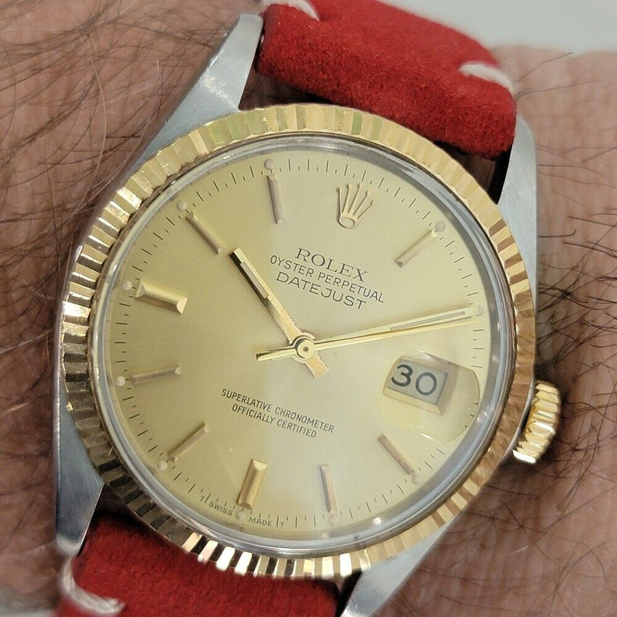 Mens Rolex Oyster Datejust Ref 16013 18k SS 36mm Automatic 1980s Swiss NA103R