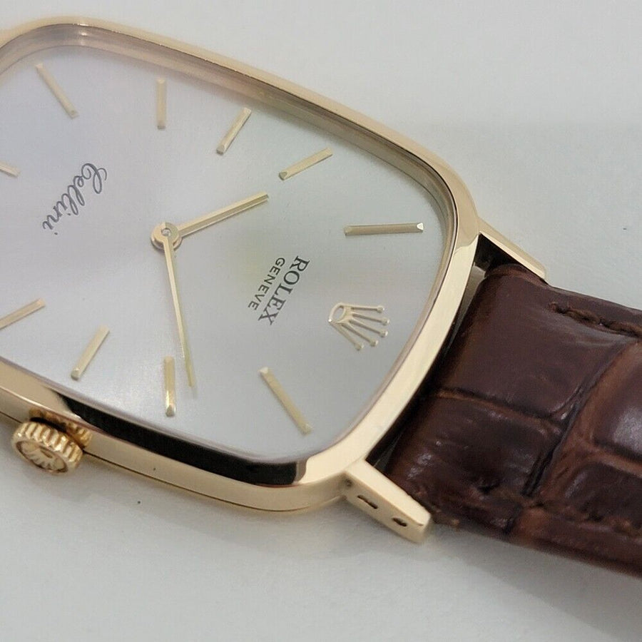 Mens Rolex Cellini Ref 4113 27mm 18k Solid Gold 1970s Vintage Luxury RA386