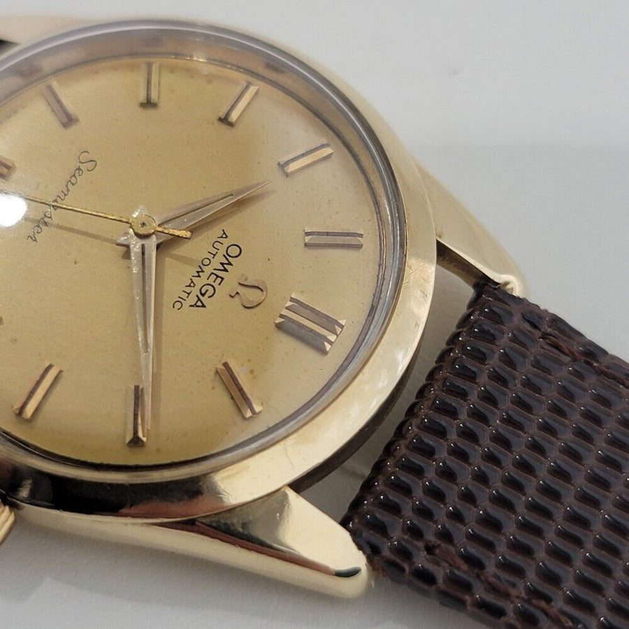 Mens Omega Seamaster Ref 2975 35mm 14k Gold Automatic 1950s Swiss Vintage RA406