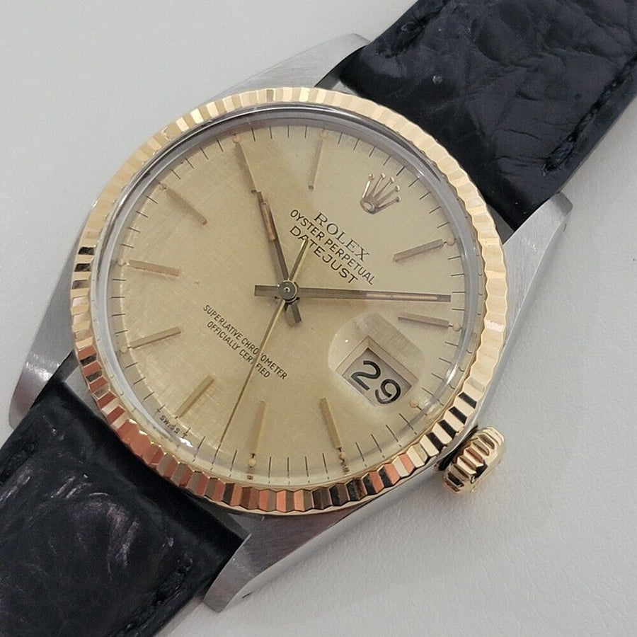 Mens Rolex Oyster Datejust Ref 16013 36mm 18k SS Automatic 1980s Swiss RA395B