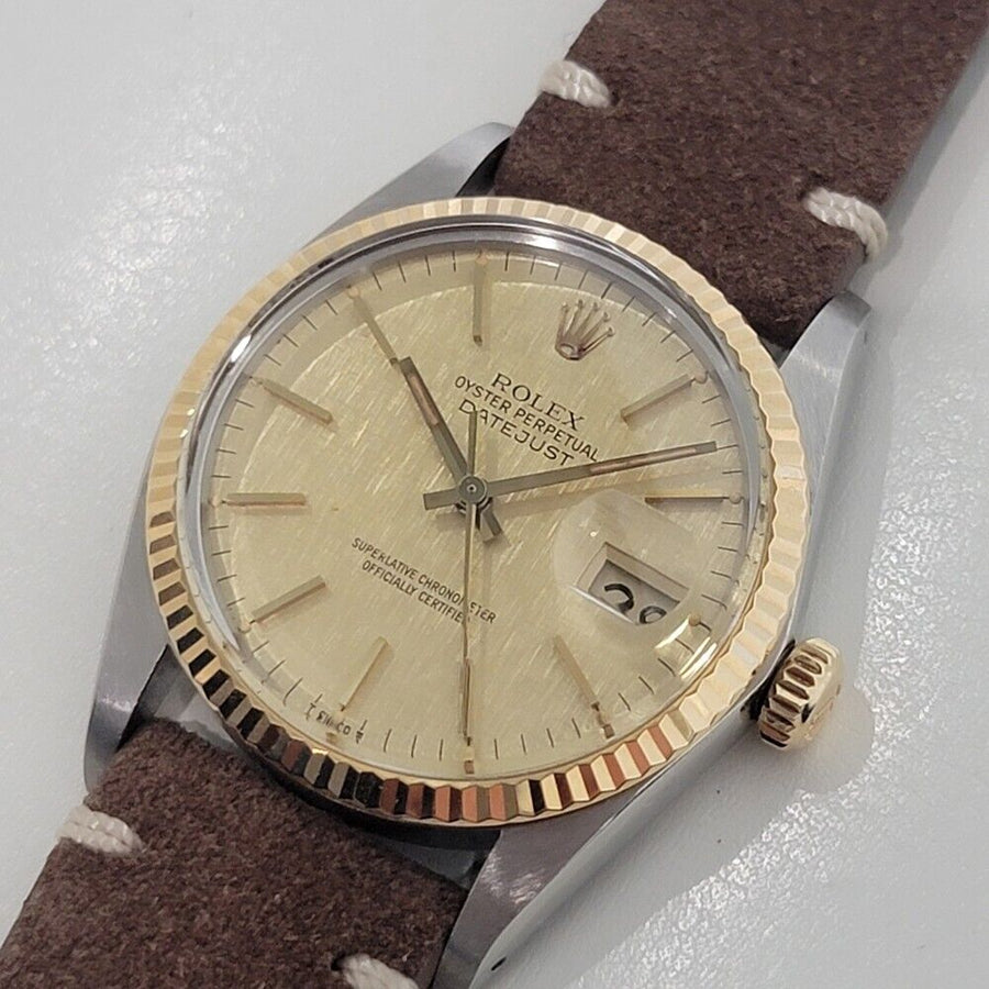 Mens Rolex Oyster Datejust Ref 16013 36mm 18k SS Automatic 1980s Swiss RA395