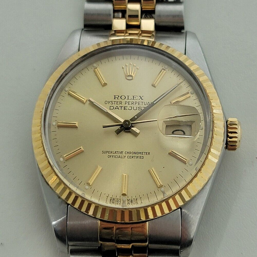 Mens Rolex Oyster Datejust Ref 16013 36mm 18k SS Automatic 1980s Swiss RA396