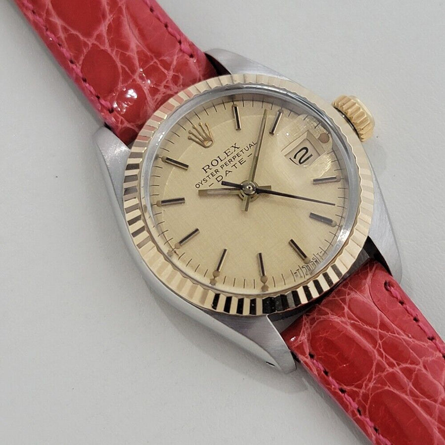 Rolex Lady Oyster Date 6917 18k Gold SS Automatic 1980s Swiss Luxury RA400R