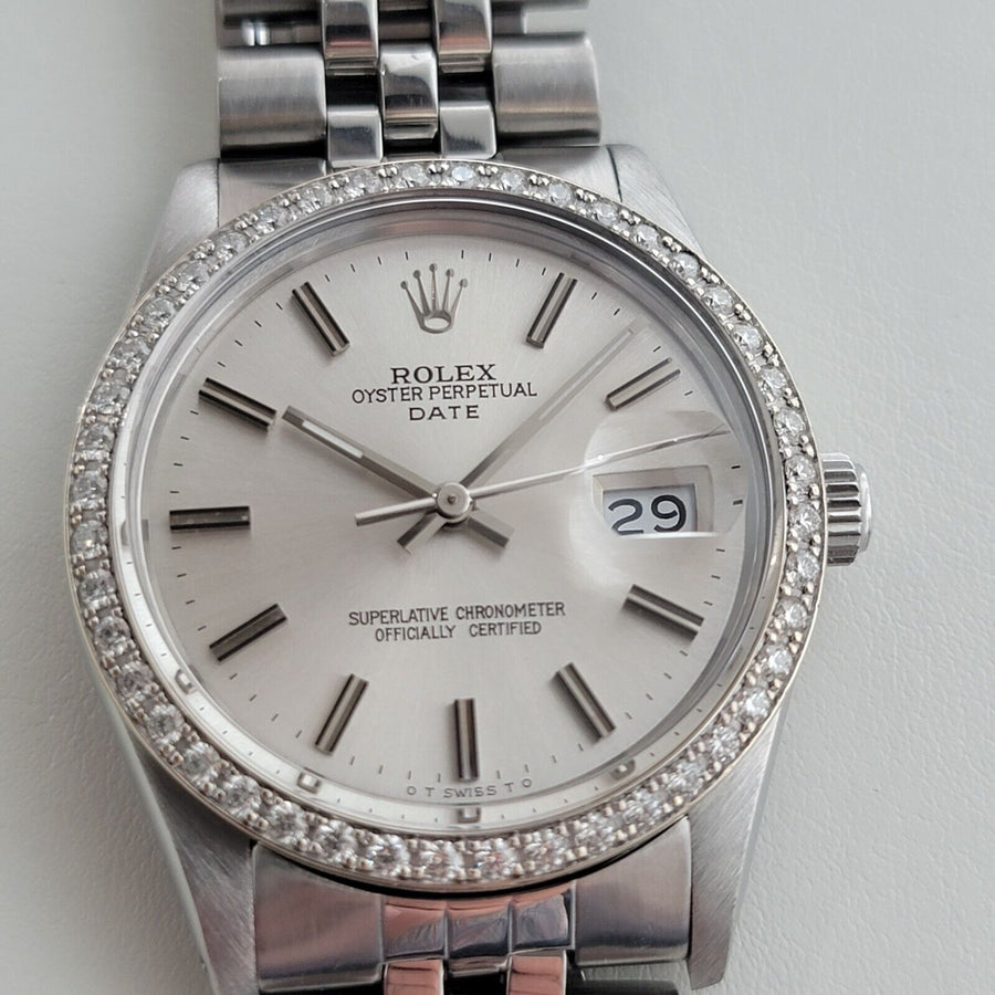 Rolex Oyster Perpetual 15000 35mm Diamond Automatic 1980s 7inch Quickset OM102