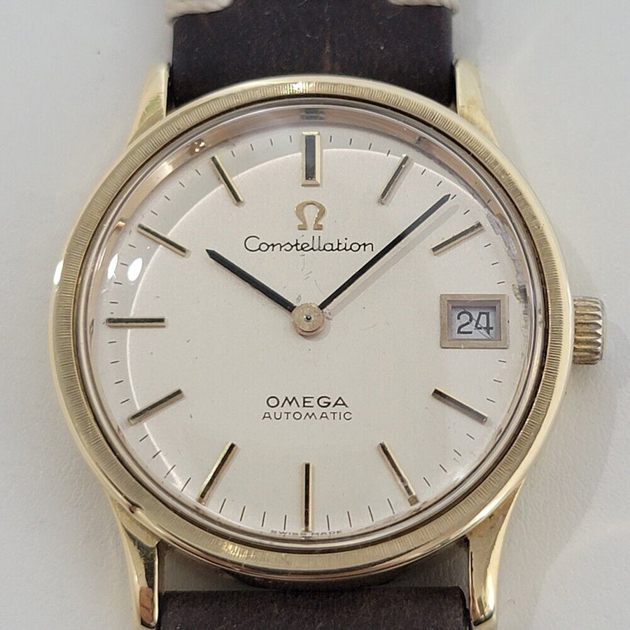 Mens Omega Constellation Ref 166 052 18k Gold Automatic w Date 1960s Swiss RA404