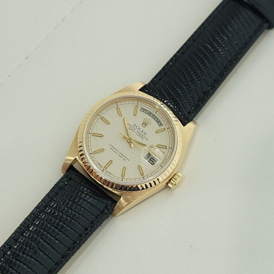 Mens Rolex Day Date President 18038 18k Gold Automatic 1980s w Papers NA101