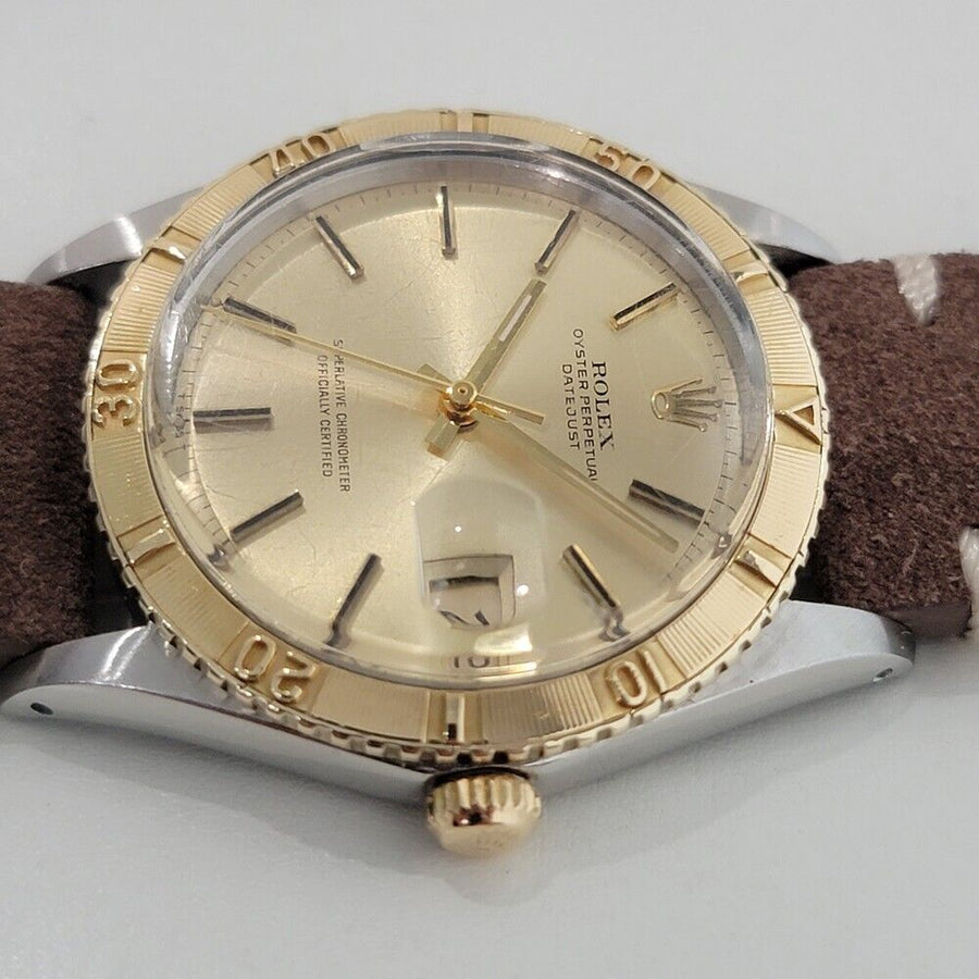 Mens Rolex Datejust Ref 1625 Thunderbird 36mm 18k Gold SS Automatic 1970s NA102B