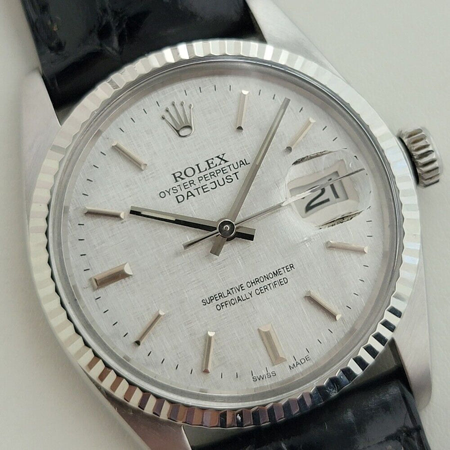 Mens Rolex Datejust Ref 16014 36mm 18k White Gold SS Automatic 1980s RA392B