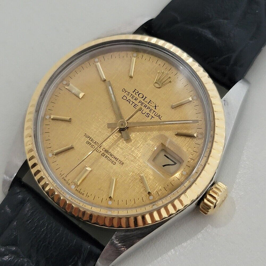 Mens Rolex Oyster Datejust Ref 16013 18k SS 36mm Automatic 1980s Swiss NA106