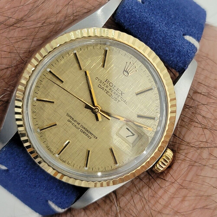 Mens Rolex Oyster Datejust Ref 16013 36mm 18k SS Automatic 1980s Swiss RA398B