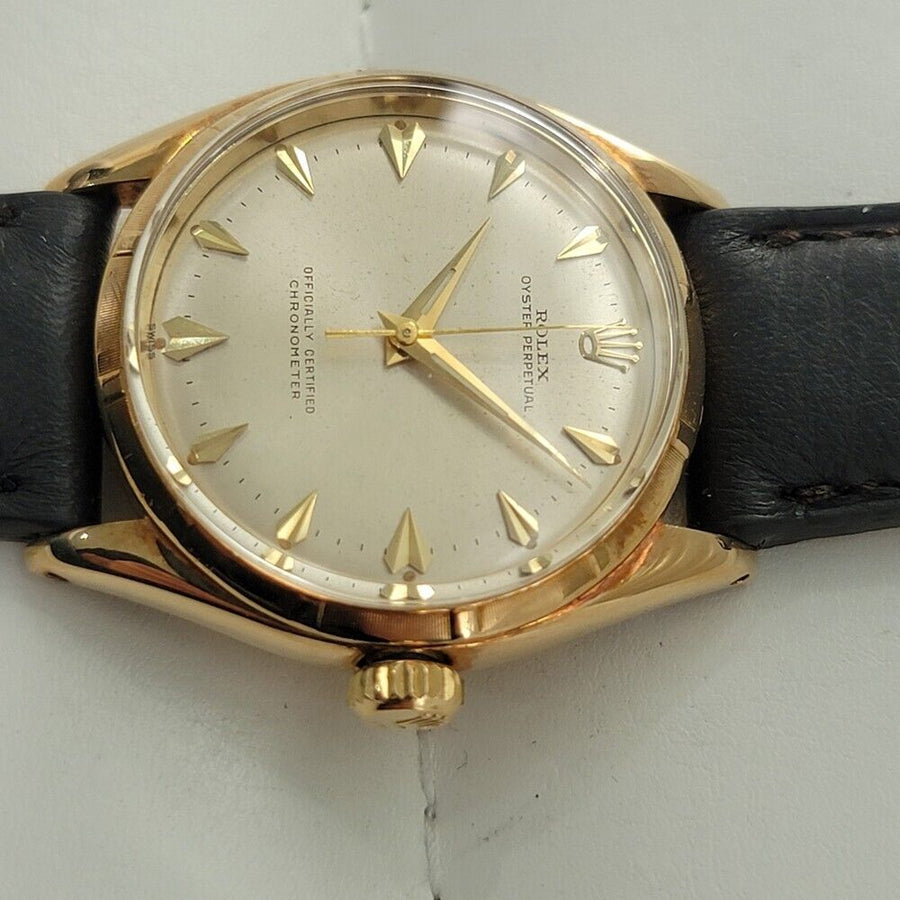 Mens Rolex Oyster Perpetual Ref 6585 14k Gold 34mm Automatic 1960s Swiss RJC162B