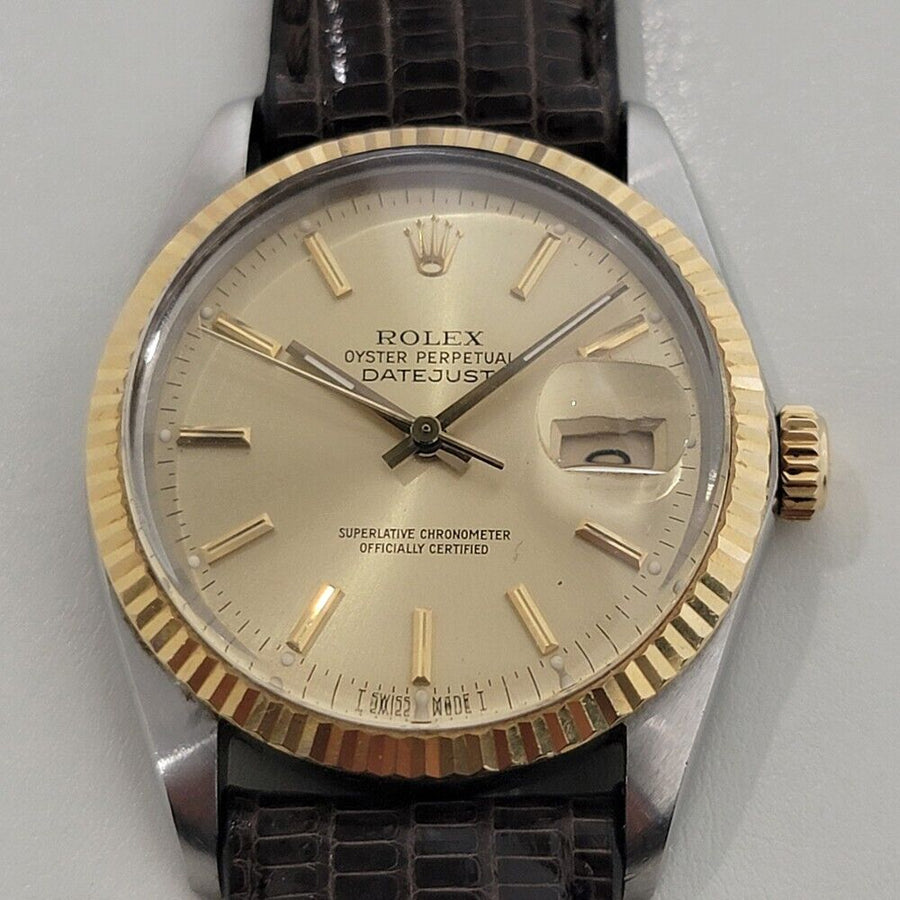 Mens Rolex Oyster Datejust Ref 16013 36mm 18k SS Automatic 1980s Swiss RA396B