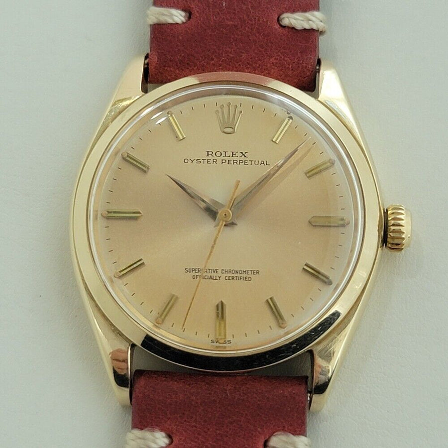 Mens Rolex Oyster Perpetual Ref 1002 34mm 14k Solid Gold Automatic 1960s NA111R