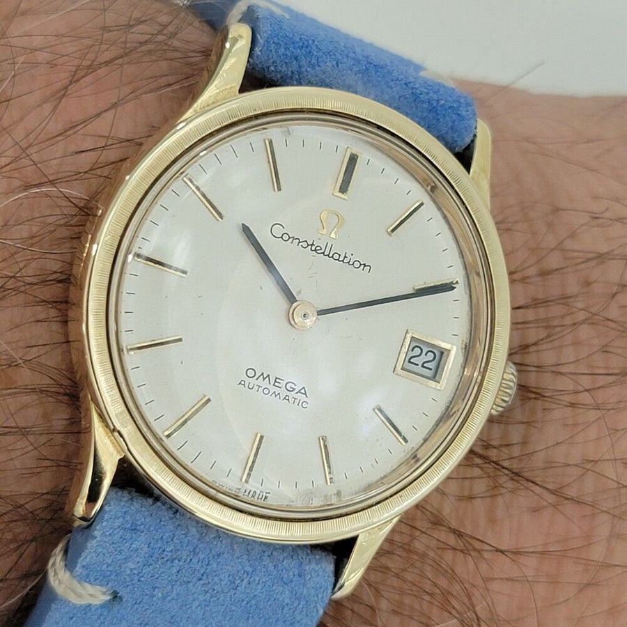 Mens Omega Constellation Ref 166 052 18k Gold Date Automatic 1960s Swiss RA404B