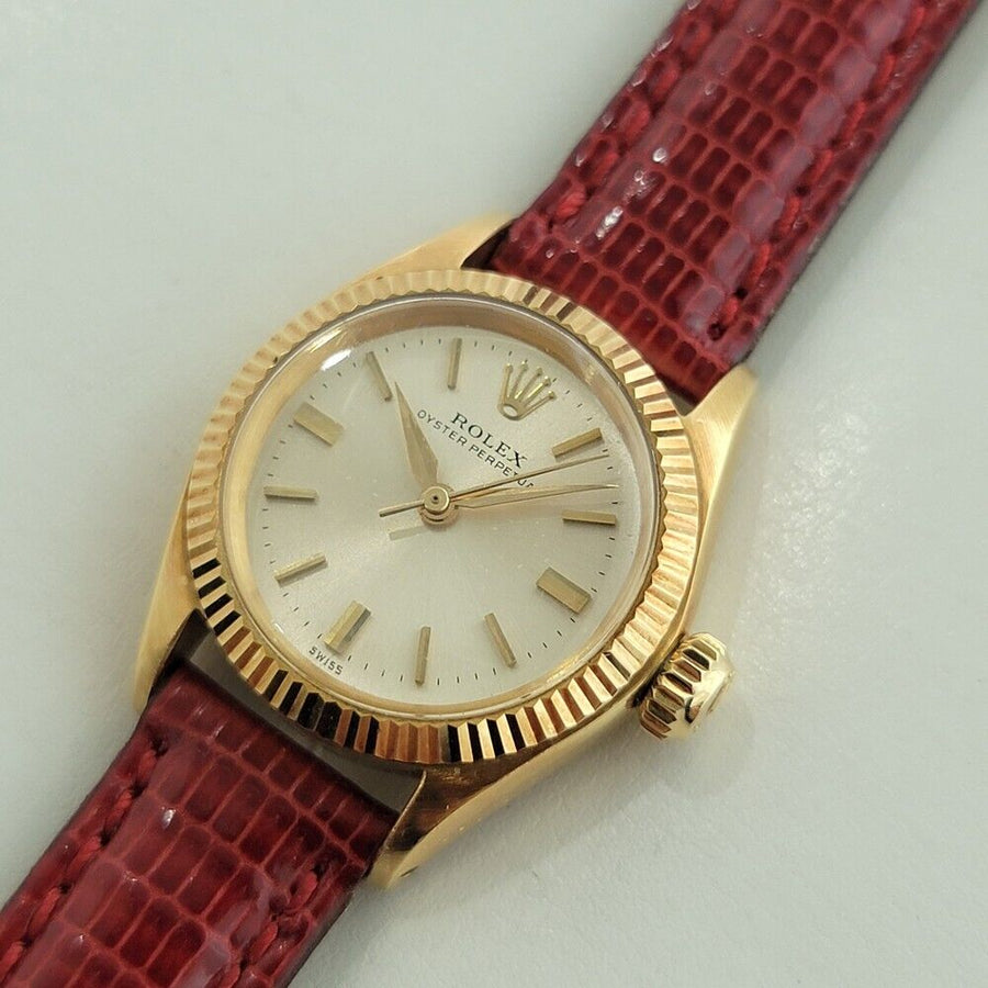 Rolex Lady Oyster Perpetual 6619 18k Gold Dress Watch 1960s Swiss Luxury RA418R