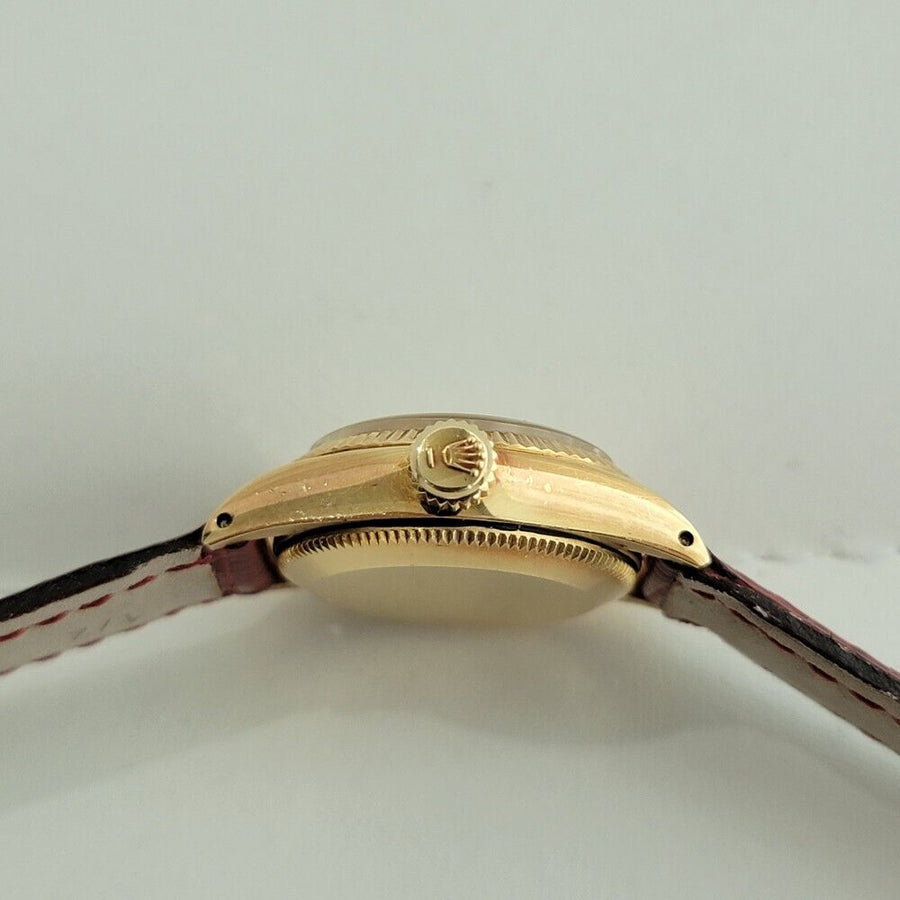 Rolex Lady Oyster Perpetual 6619 18k Gold Dress Watch 1960s Swiss Luxury RA418R