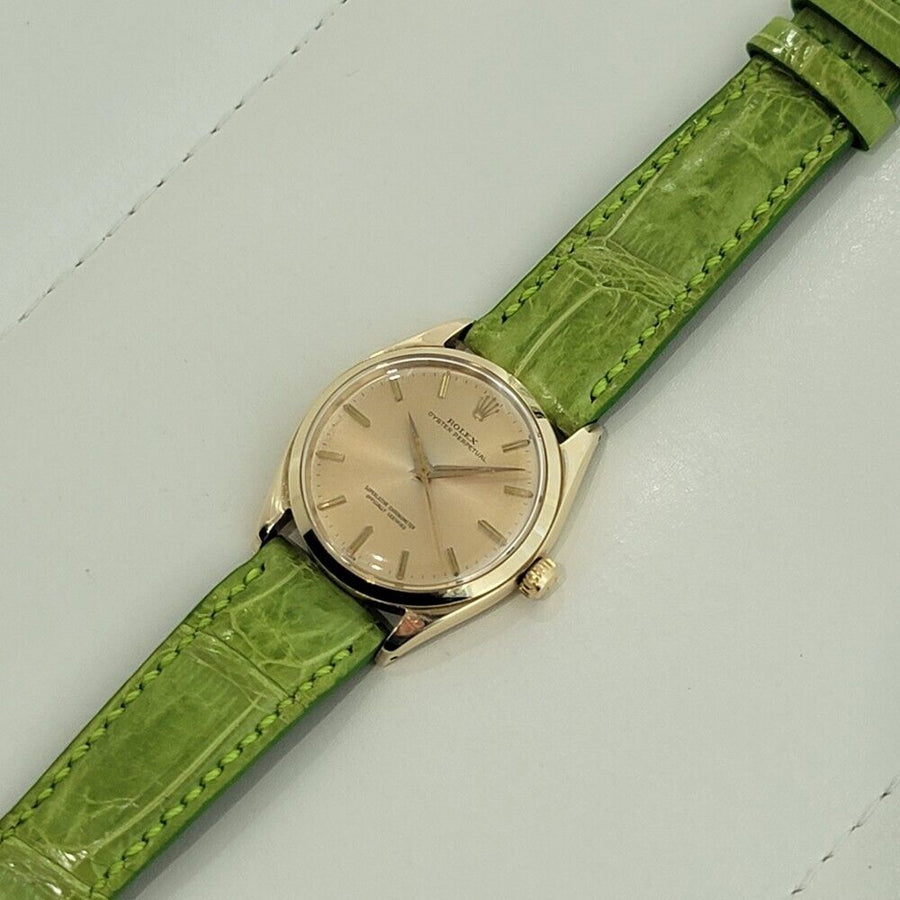 Mens Rolex Oyster Perpetual Ref 1002 34mm 14k Solid Gold Automatic 1960s NA111