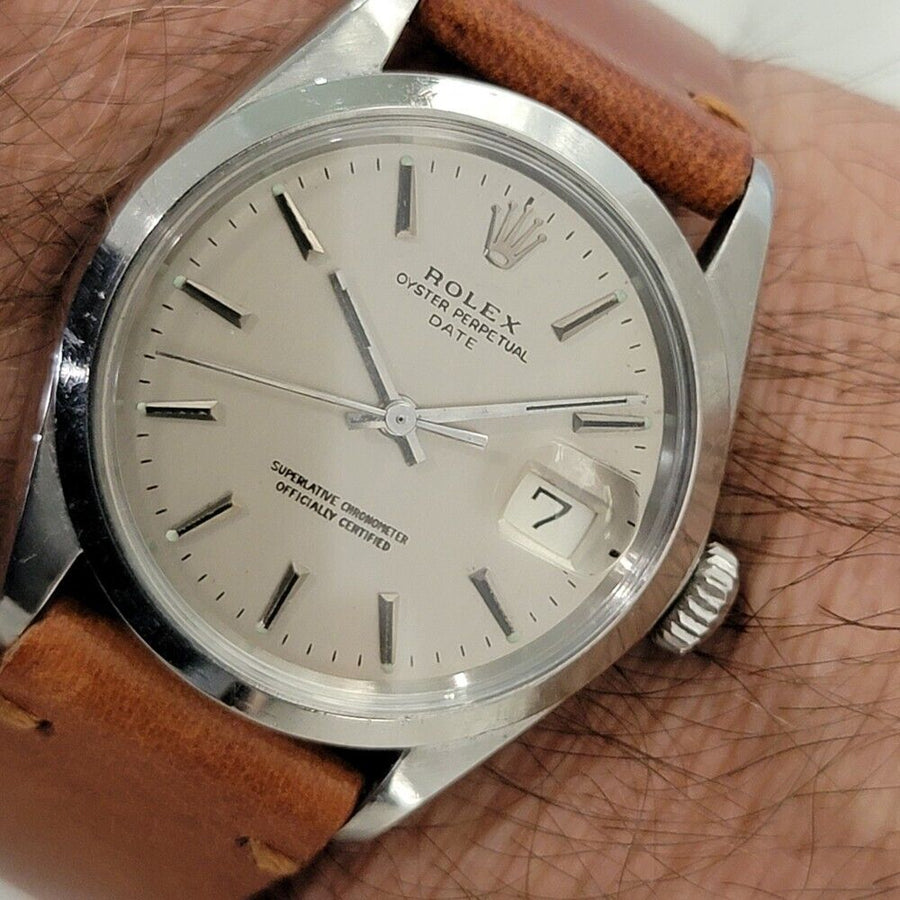 Mens Rolex Oyster Perpetual Date 1500 35mm Automatic 1960s Swiss Vintage RA259T