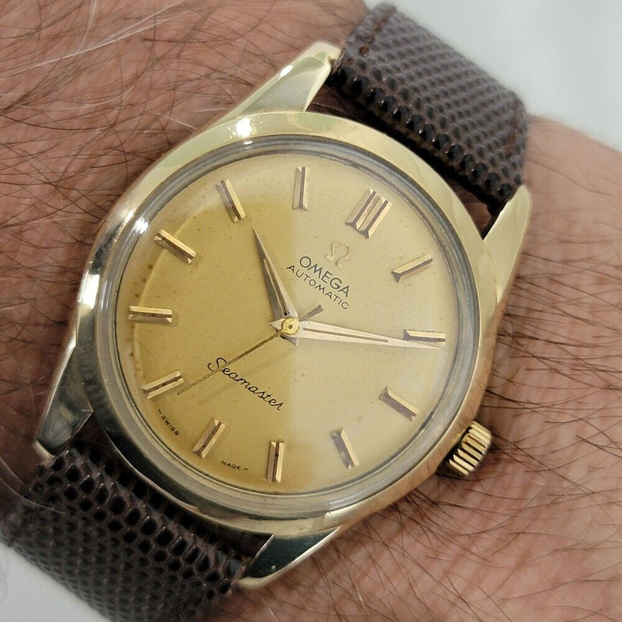 Mens Omega Seamaster Ref 2975 35mm 14k Gold Automatic 1950s Swiss Vintage RA406