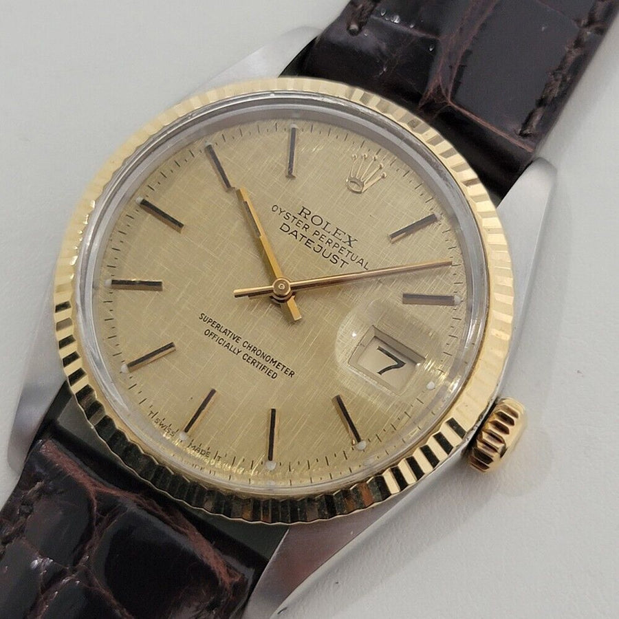 Mens Rolex Oyster Datejust Ref 16013 36mm 18k SS Automatic 1980s Swiss RA398