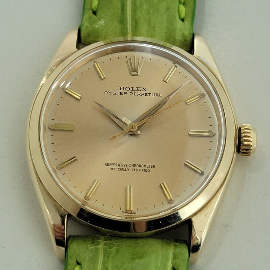 Mens Rolex Oyster Perpetual Ref 1002 34mm 14k Solid Gold Automatic 1960s NA111